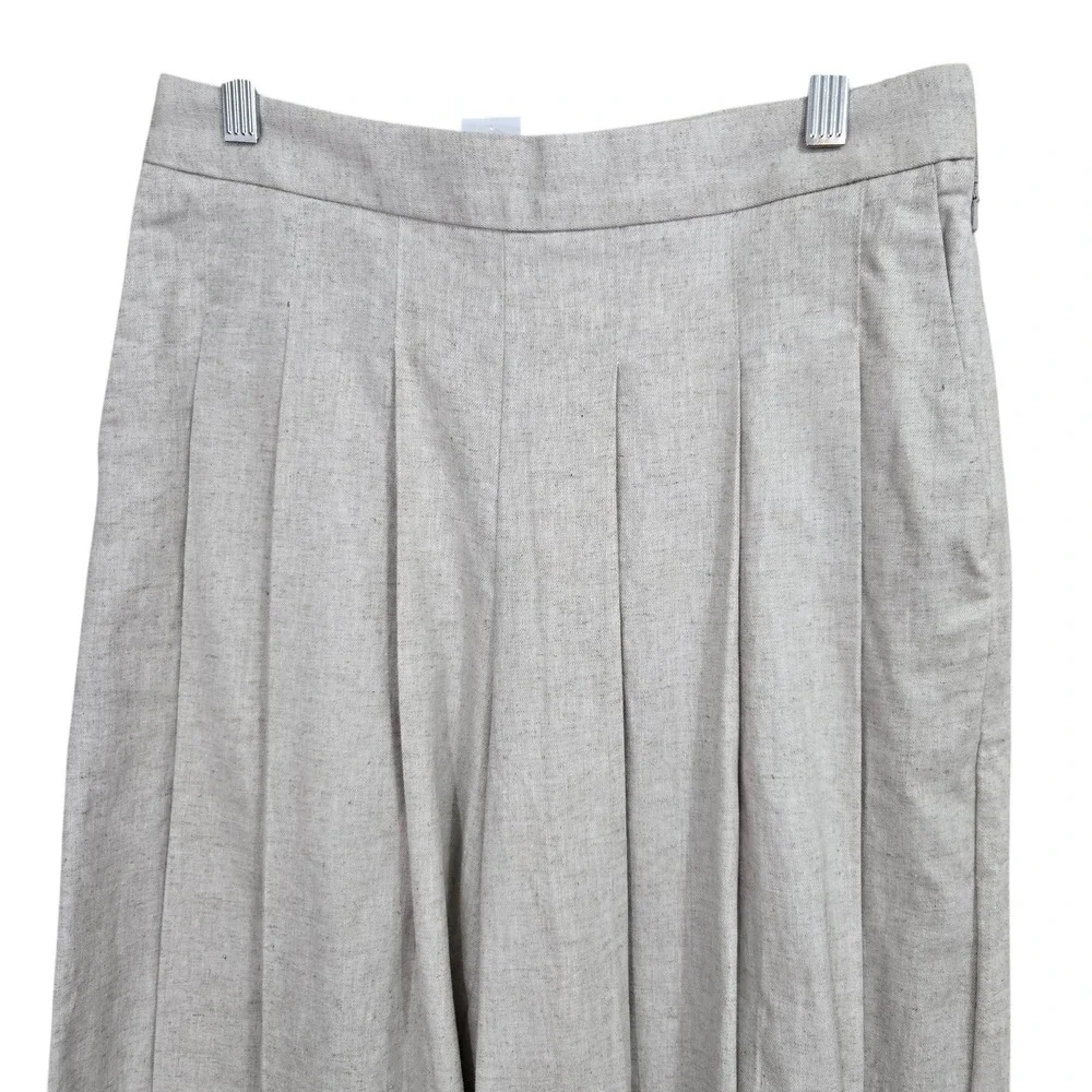 Banana Republic Size 4 Linen Blend Wide Leg Pleated Pants Flax Palazzo NEW